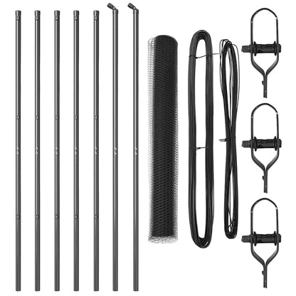 vidaXL Zaunpfosten Grau 10 x 1 m (13 mm Maschen) Stahl und PVC