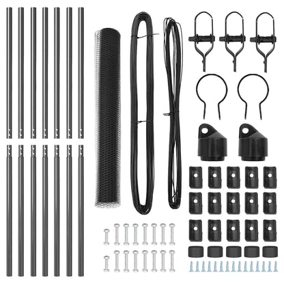 vidaXL Zaunpfosten Grau 10 x 1 m (13 mm Maschen) Stahl und PVC