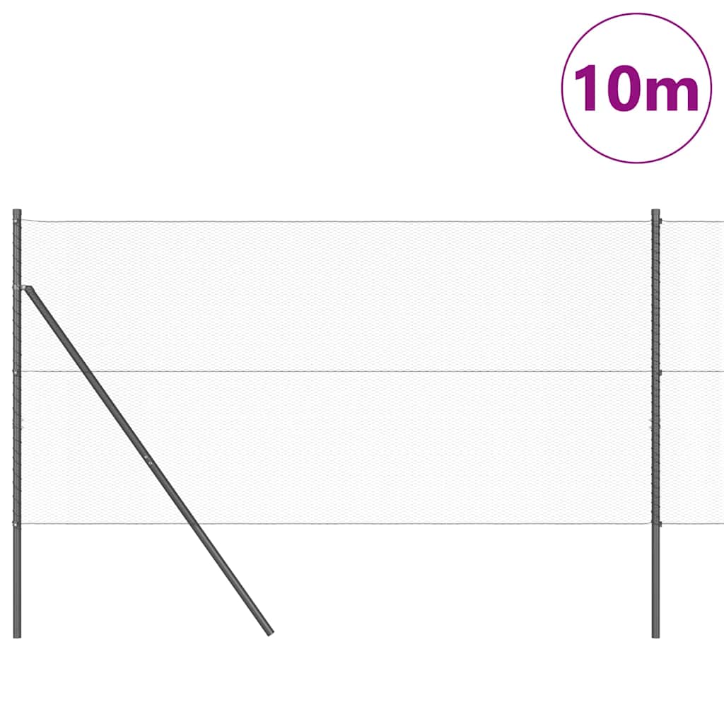 vidaXL Zaunpfosten Grau 10 x 1 m (13 mm Maschen) Stahl und PVC