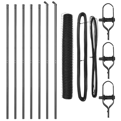 Zaunpfosten Grau 10 x 1,2 m (36 mm Netz) Stahl und PVC