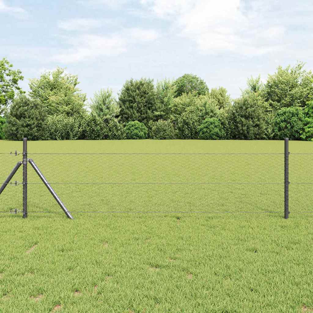 vidaXL Zaunpfosten Grau 25 x 0,5 m (25 mm Netz) Stahl