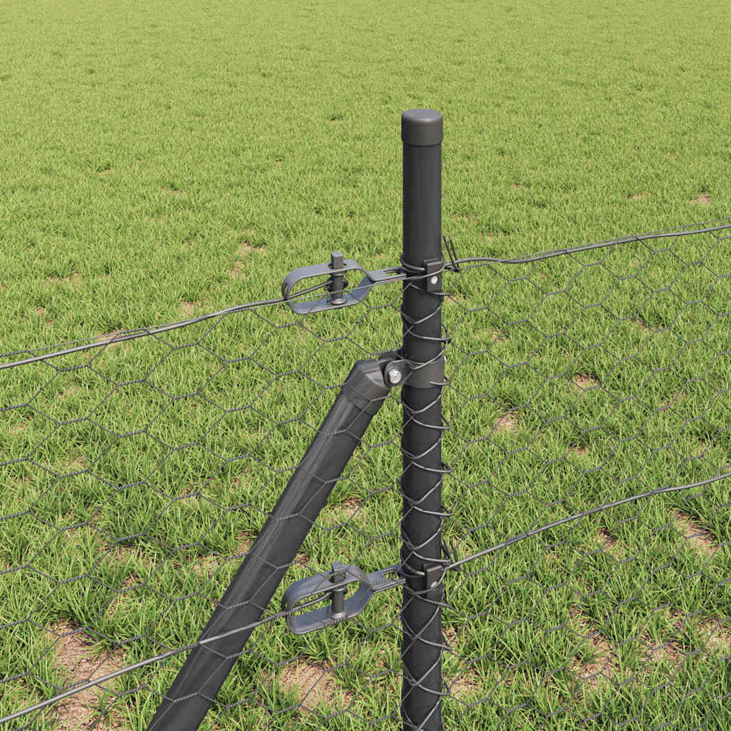 vidaXL Zaunpfosten Grau 25 x 0,5 m (36 mm Netz) Stahl