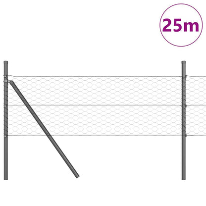vidaXL Zaunpfosten Grau 25 x 0,5 m (36 mm Netz) Stahl
