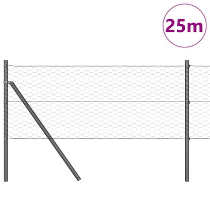 vidaXL Zaunpfosten Grau 25 x 0,6 m (36 mm Maschen) Stahl und PVC
