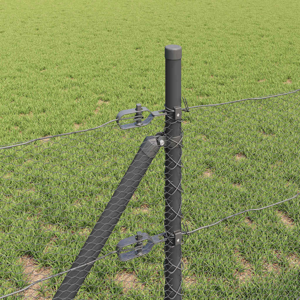 Zaunpfosten Grau 25 x 0,8 m (13 mm Mesh) Stahl und PVC