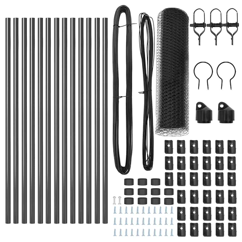 Zaunpfosten Grau 25 x 0,8 m (25 mm Mesh) Stahl und PVC