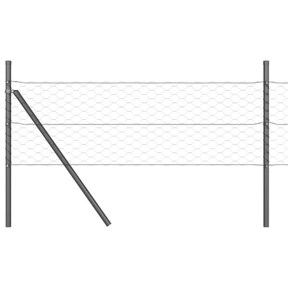 vidaXL Zaunpfosten Grau 25 x 0,8 m (50 mm Mesh) Stahl und PVC
