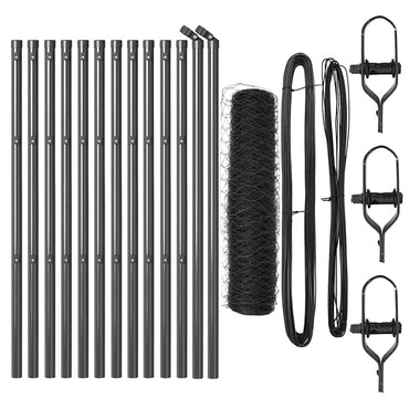vidaXL Zaunpfosten Grau 25 x 0,8 m (50 mm Mesh) Stahl und PVC