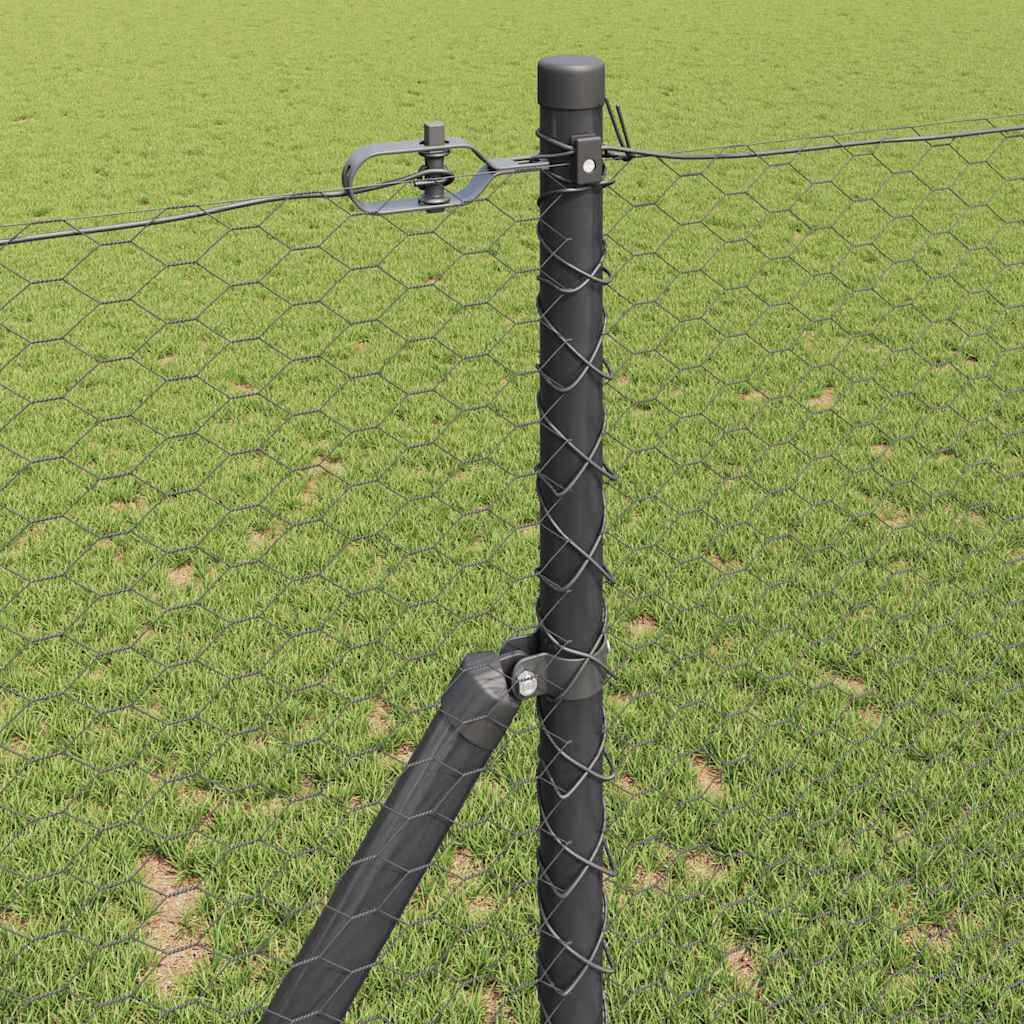 vidaXL Zaunpfosten Grau 25 x 1 m (25 mm Maschen) Stahl