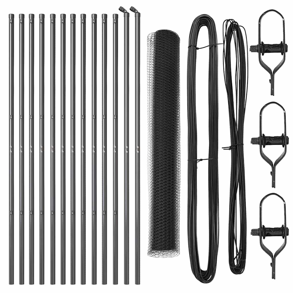 Zaunpfosten Grau 25 x 1,2 m (13 mm Maschen) Stahl