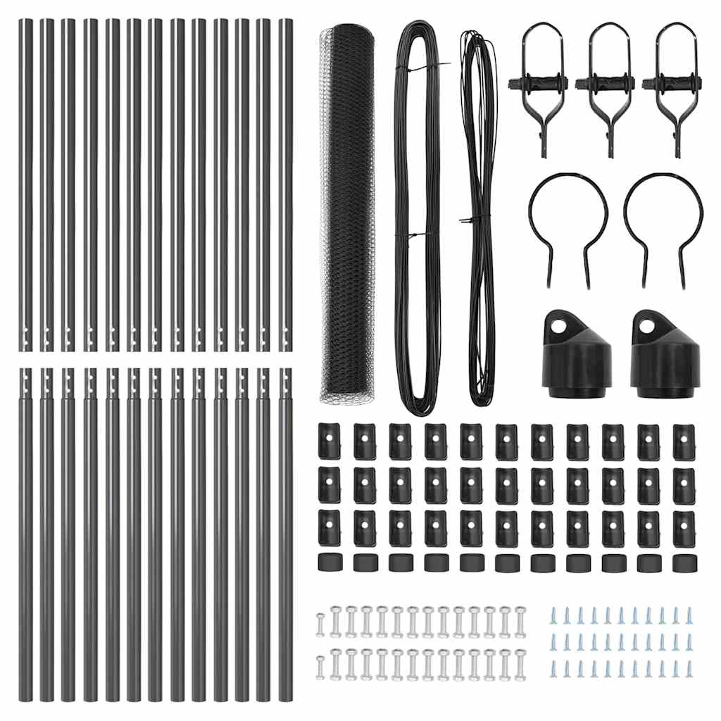 Zaunpfosten Grau 25 x 1,2 m (13 mm Maschen) Stahl