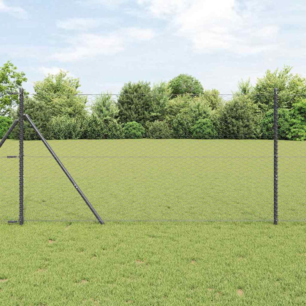 vidaXL Zaunpfosten Grau 25 x 1,2 m (36 mm Netz) Stahl