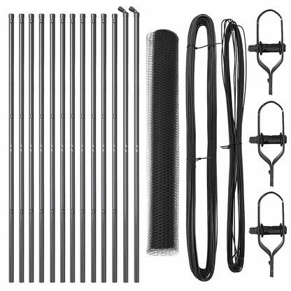 Zaunpfosten Grau 25 x 1,4 m (25 mm Netz) Stahl und PVC