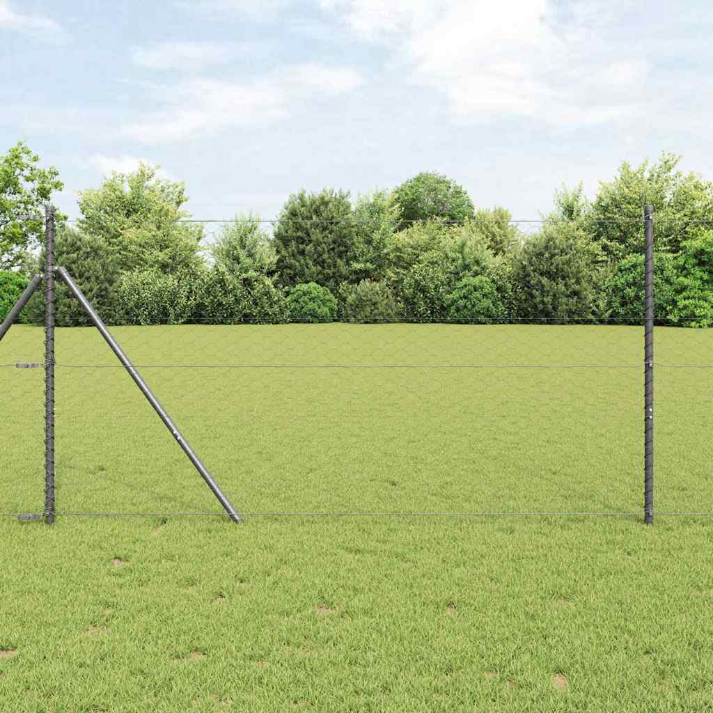 vidaXL Zaunpfosten Grau 25 x 1,4 m (50 mm Mesh) Stahl und PVC