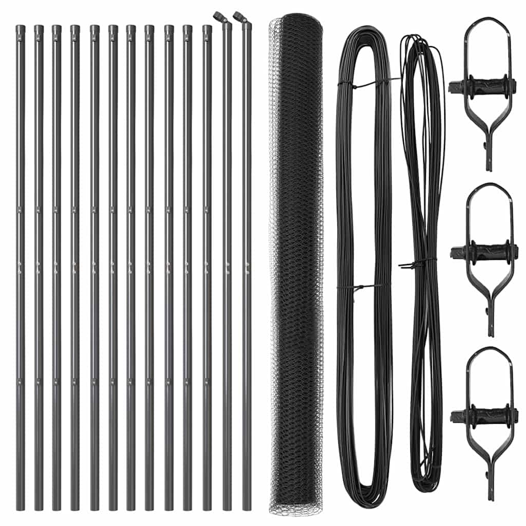 Zaunpfosten Grau 25 x 1,5 m (13 mm Maschenweite) Stahl