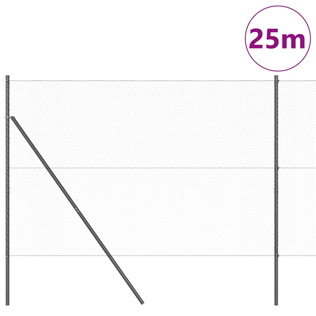 Zaunpfosten Grau 25 x 1,5 m (25 mm Gitter) Stahl