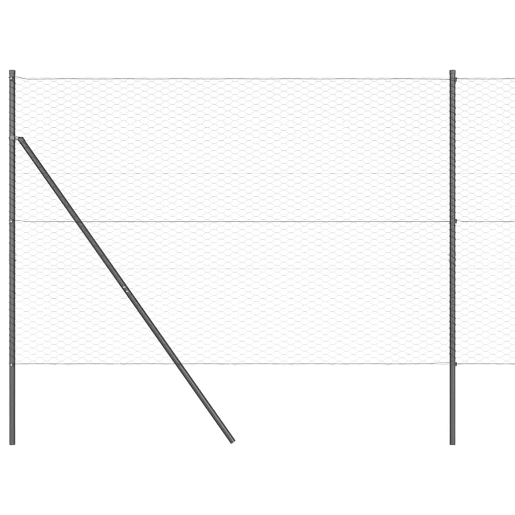 vidaXL Zaunpfosten Grau 25 x 1,5 m (36 mm Maschen) Stahl