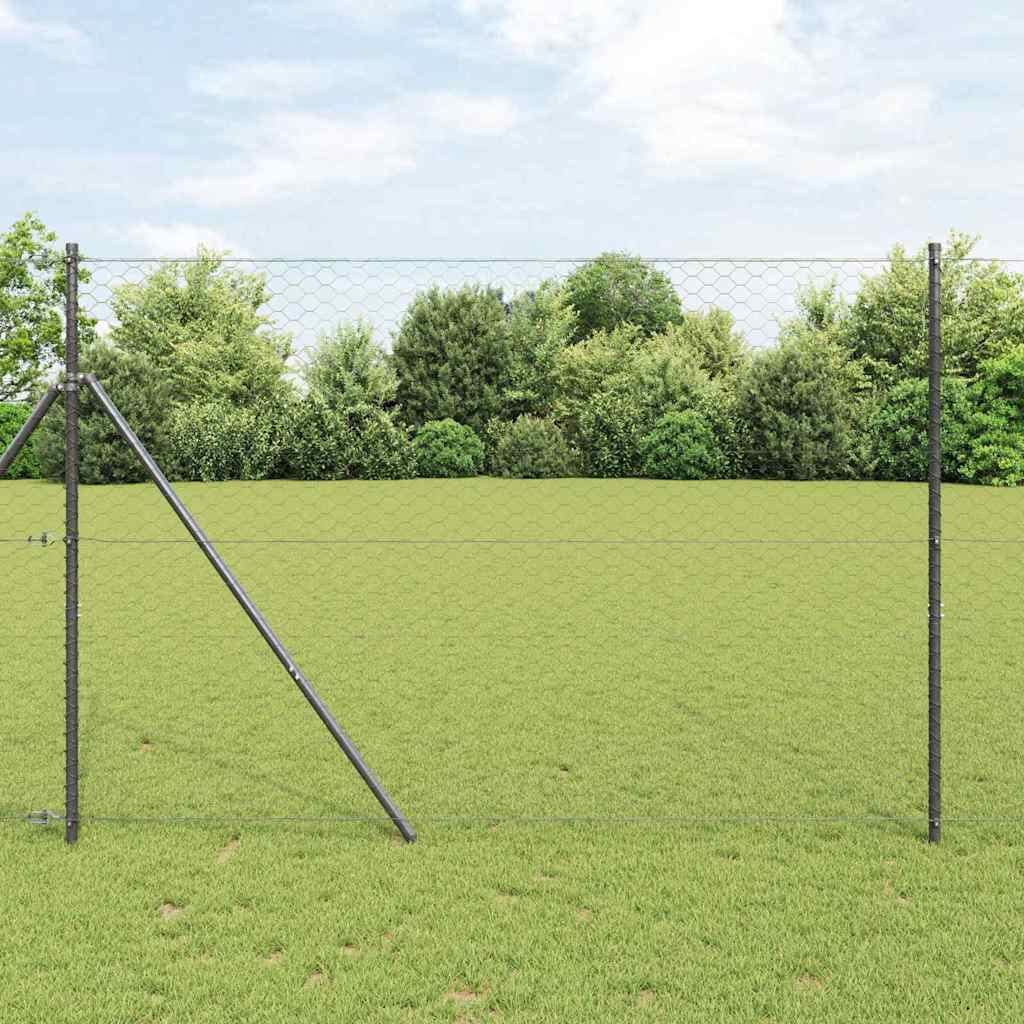 vidaXL Zaunpfosten Grau 25 x 1,5 m (50 mm Maschen) Stahl