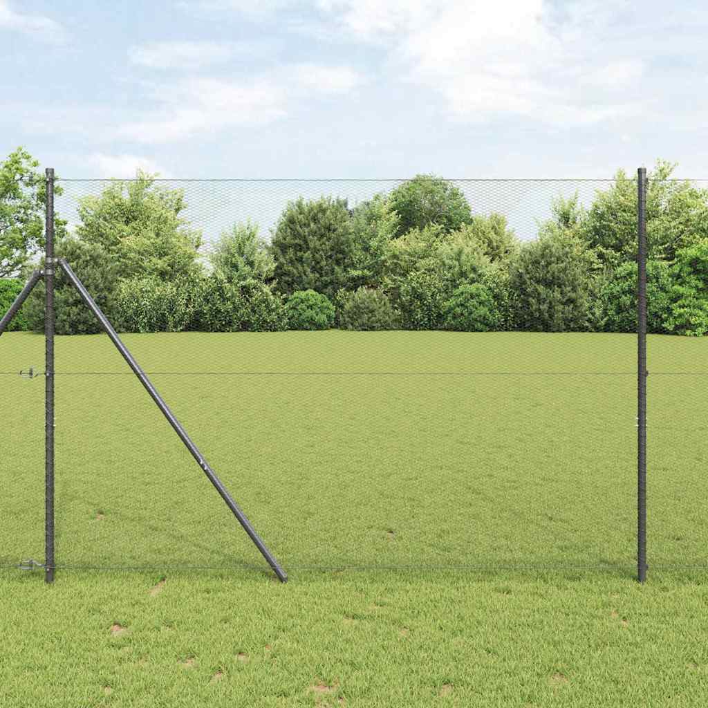 vidaXL Zaunpfosten Grau 25 x 1,6 m (13 mm Maschenweite) Stahl und PVC