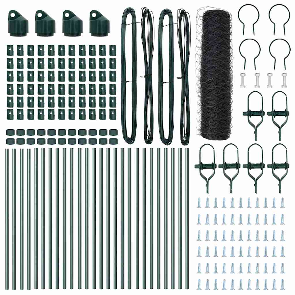 Zaunpfosten Grau 50 x 0,5 m (36 mm Netz) Stahl und PVC