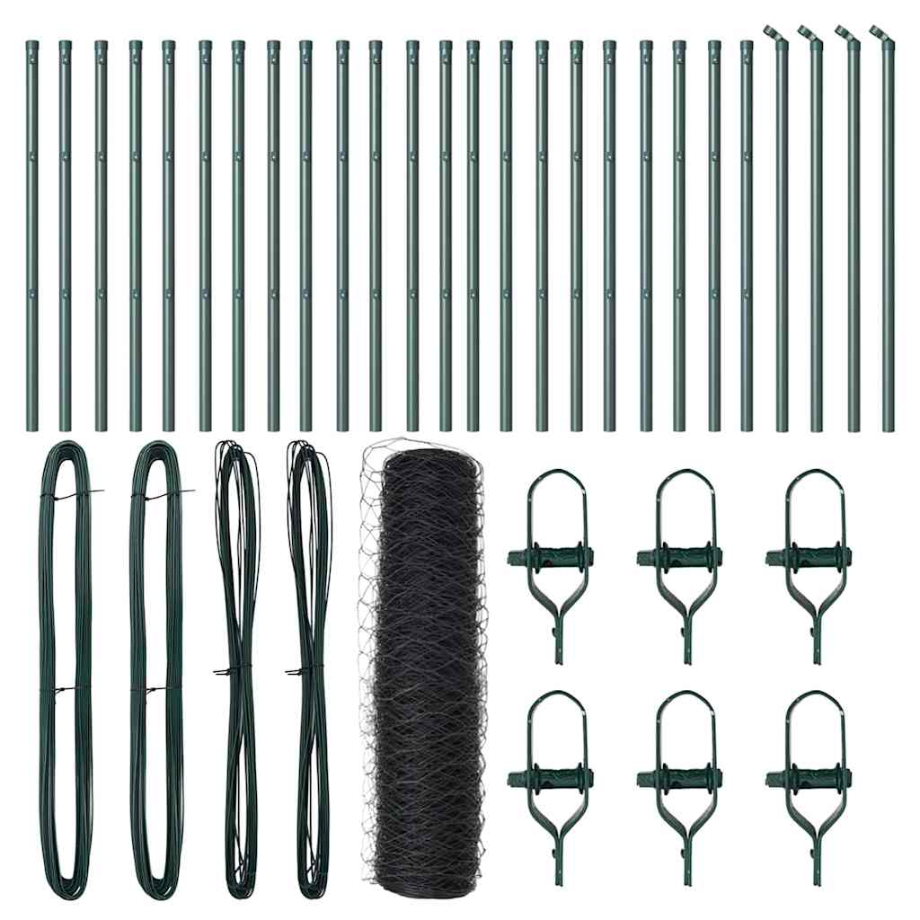 Zaunpfosten Grau 50 x 0,5 m (50 mm Netz) Stahl und PVC