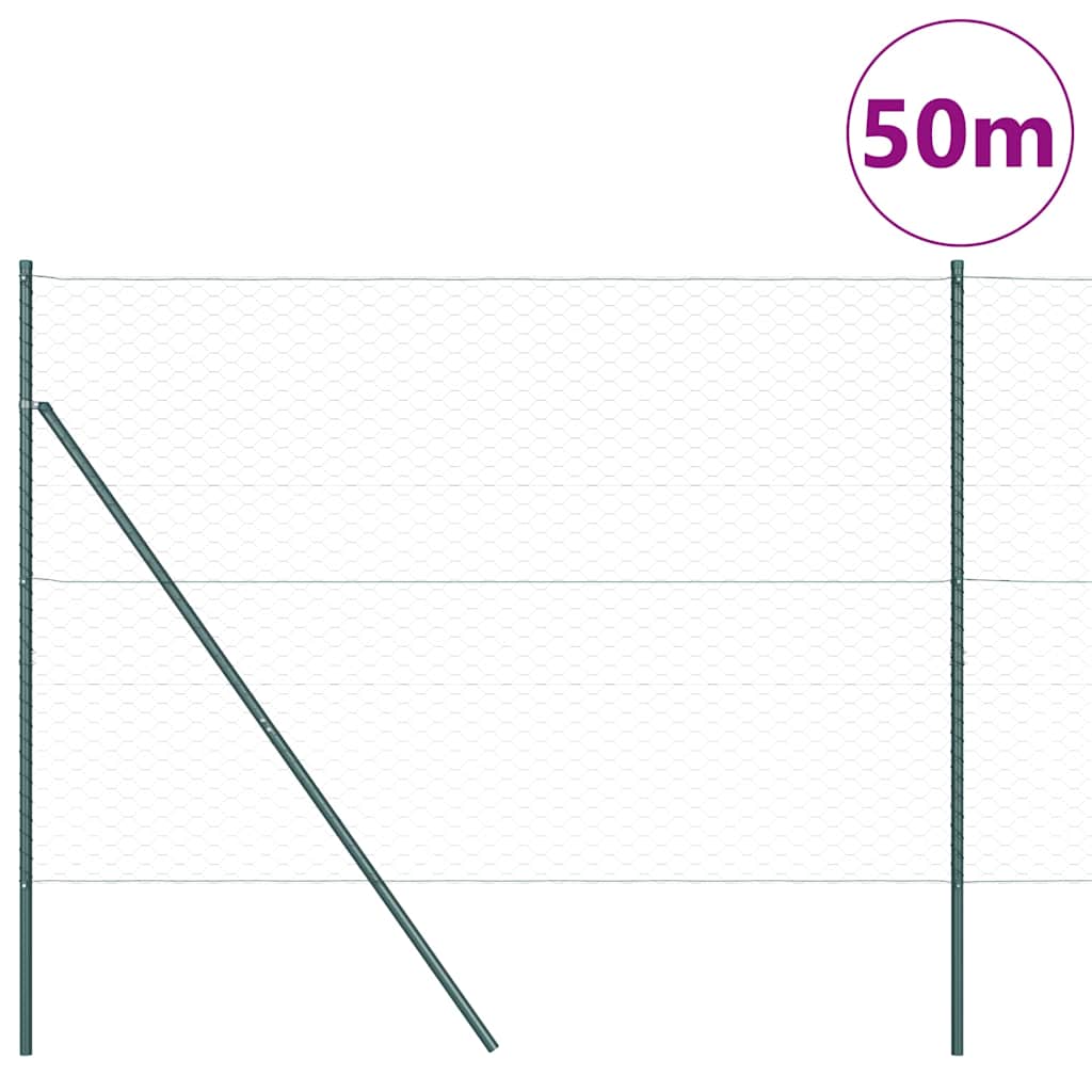 vidaXL Zaunpfosten Grau 50 x 1,6 m (50 mm Maschenweite) Stahl und PVC