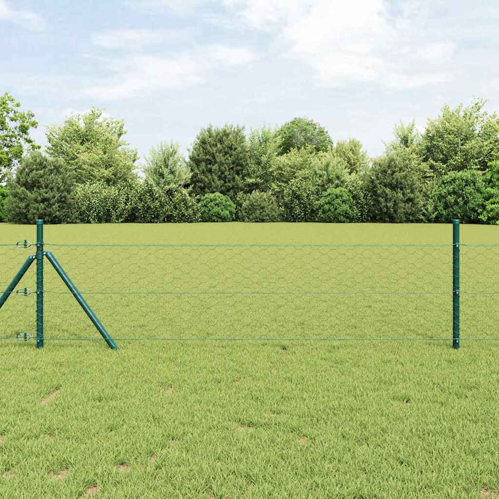 vidaXL Zaunpfosten Grau 100 x 0,5 m (50 mm Maschenweite) Stahl und PVC