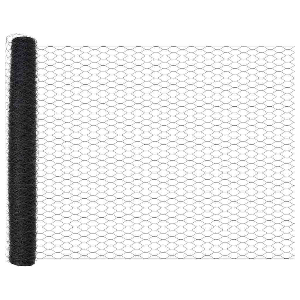 vidaXL Zaunpfosten Grau 100 x 1 m (36 mm Maschenweite) Stahl und PVC