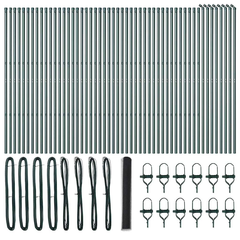 Zaunpfosten Grau 100 x 1,2 m (36 mm Maschen) Stahl und PVC