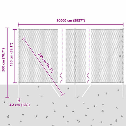 vidaXL Zaunpfosten Grau 100 x 1,5 m (25 mm Maschenweite) Stahl und PVC