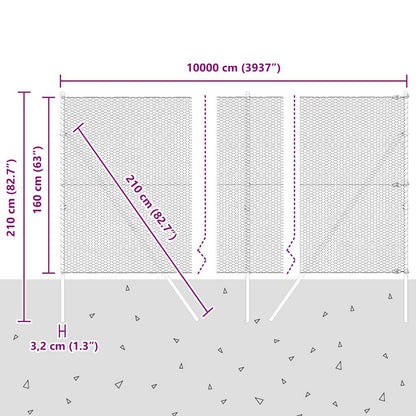 vidaXL Zaunpfosten Grau 100 x 1,6 m (25 mm Maschennetz) Stahl und PVC