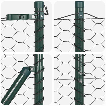 vidaXL Zaunpfosten Grau 100 x 1,6 m (36 mm Maschen) Stahl und PVC