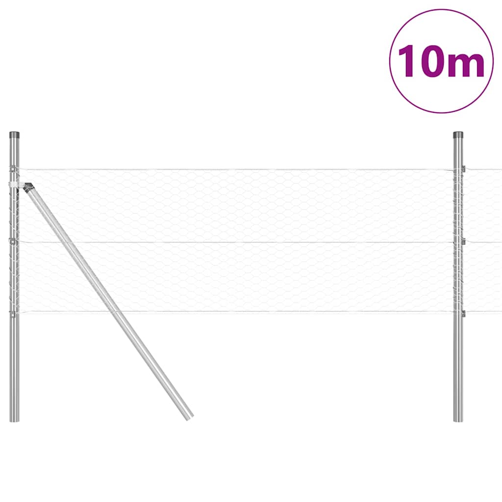 Zaunpfosten Silber 10 x 0,4 m (25 mm Netz) Stahl