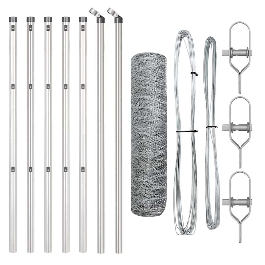 vidaXL Zaunpfosten Silber 10 x 0,4 m (50 mm Netz) Stahl
