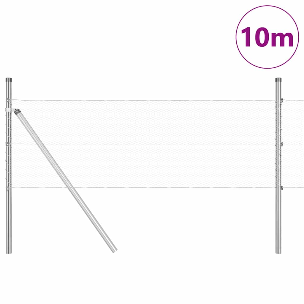 Zaunpfosten Silber 10 x 0,5 m (13 mm Netz) Stahl