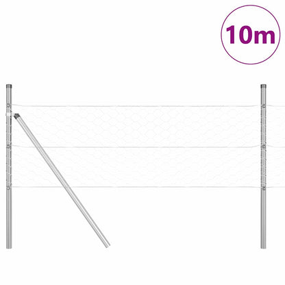 vidaXL Zaunpfosten Silber 10 x 0,5 m (50 mm Maschen) Stahl