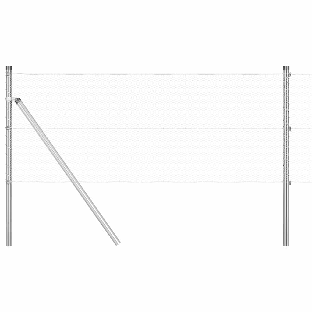 vidaXL Zaunpfosten Silber 10 x 0,6 m (13 mm Maschen) Stahl