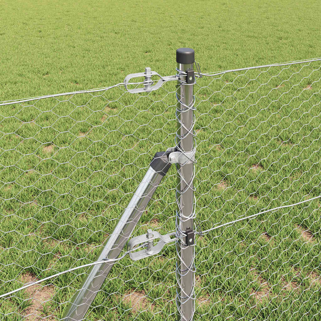 Zaunpfosten Silber 10 x 0,6 m (25 mm Maschen) Stahl