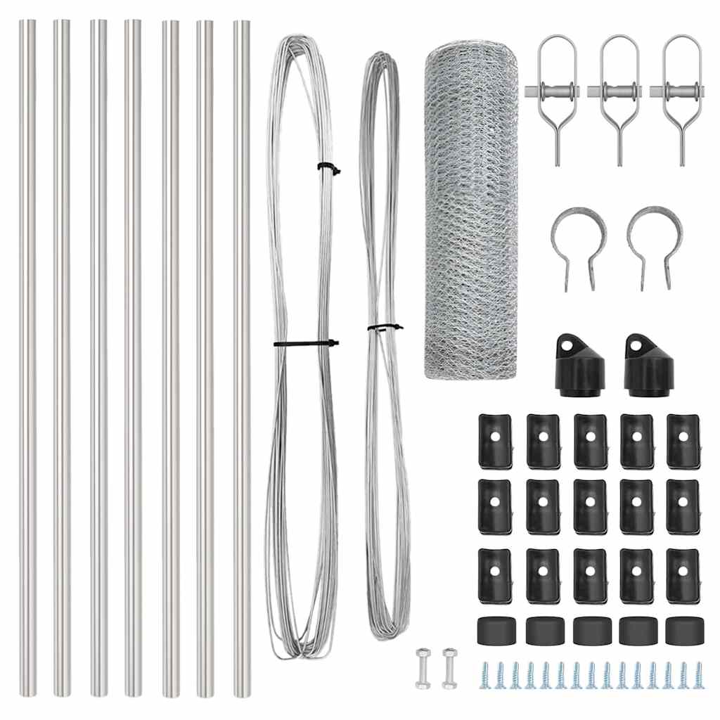 Zaunpfosten Silber 10 x 0,6 m (25 mm Maschen) Stahl