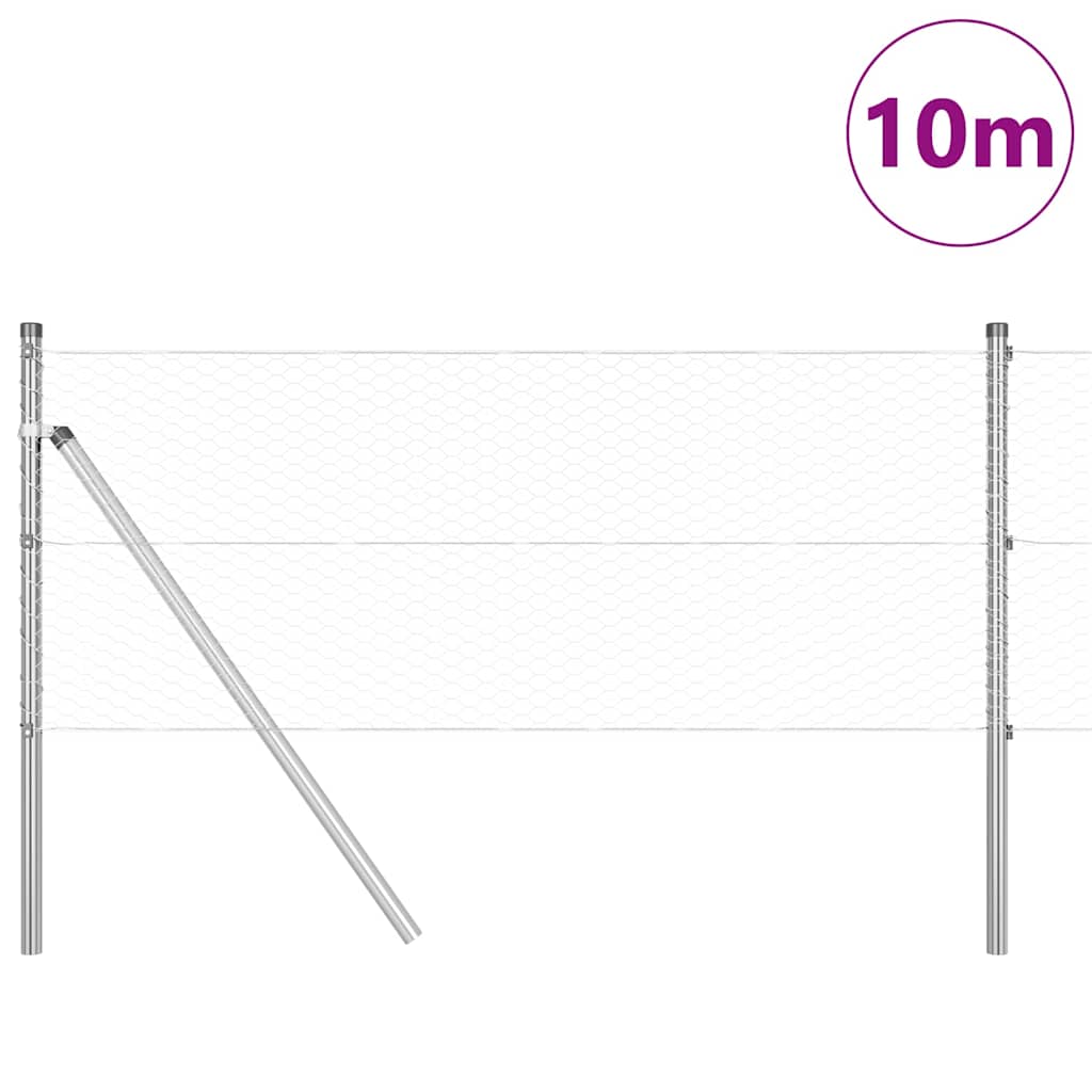 Zaunpfosten Silber 10 x 0,6 m (25 mm Maschen) Stahl