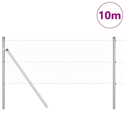 Zaunpfosten Silber 10 x 0,6 m (25 mm Maschen) Stahl