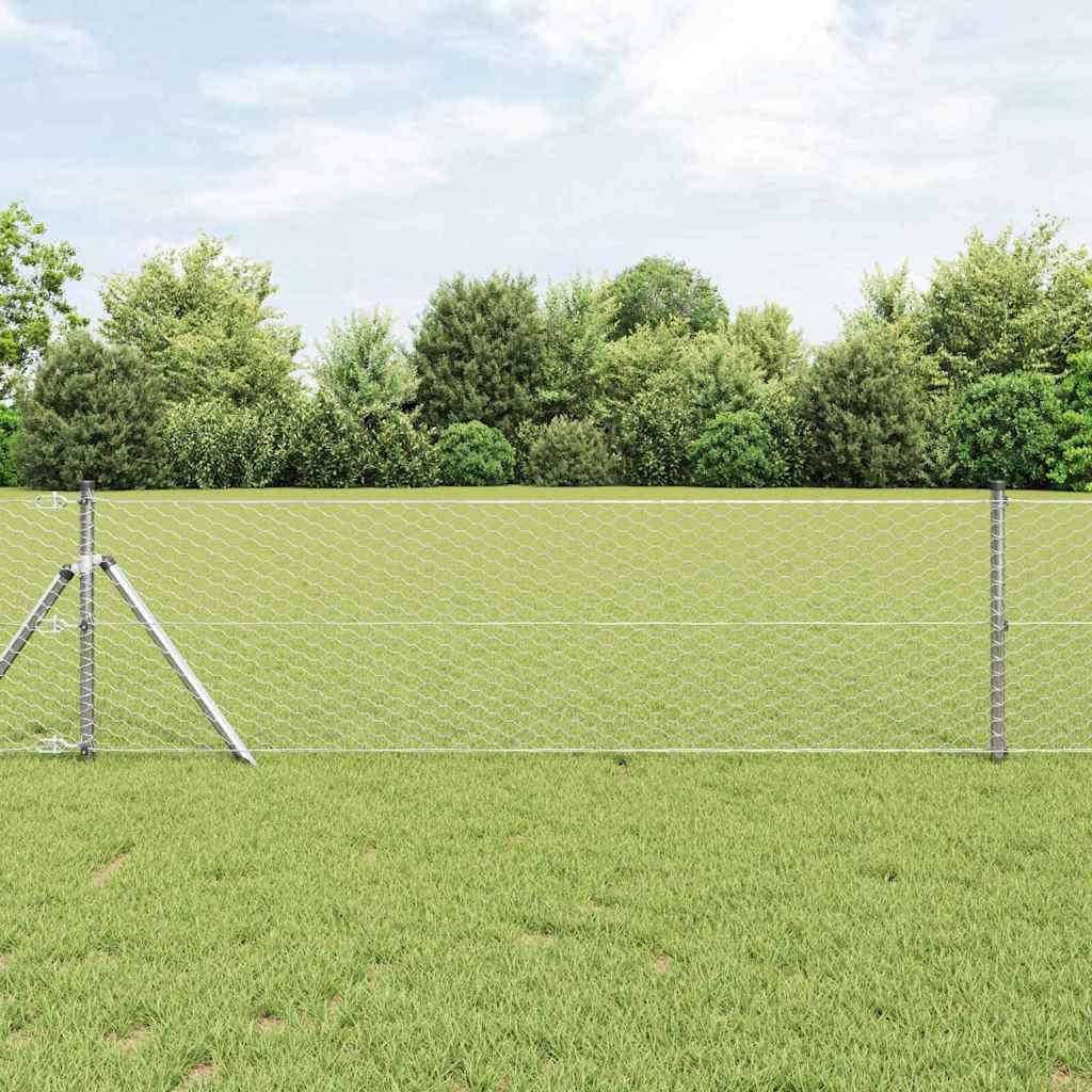 vidaXL Zaunpfosten Silber 10 x 0,6 m (36 mm Netz) Stahl