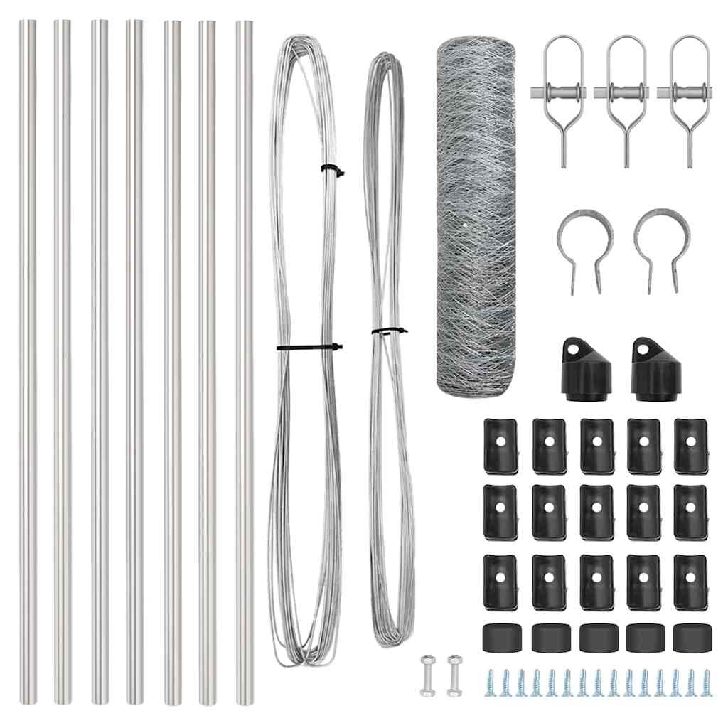 vidaXL Zaunpfosten Silber 10 x 0,6 m (36 mm Netz) Stahl