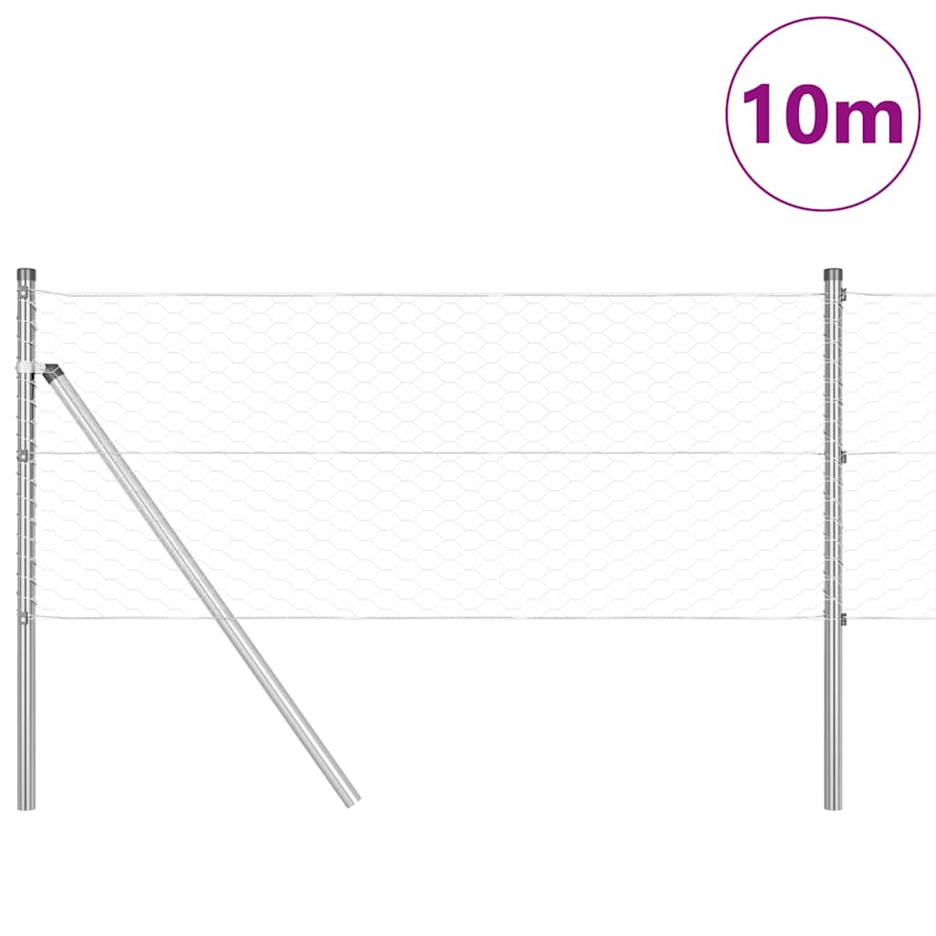 vidaXL Zaunpfosten Silber 10 x 0,6 m (36 mm Netz) Stahl