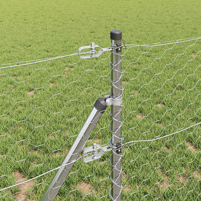 Zaunpfosten Silber 10 x 0,6 m (50 mm Maschen) Stahl