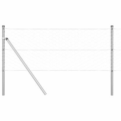 Zaunpfosten Silber 10 x 0,6 m (50 mm Maschen) Stahl