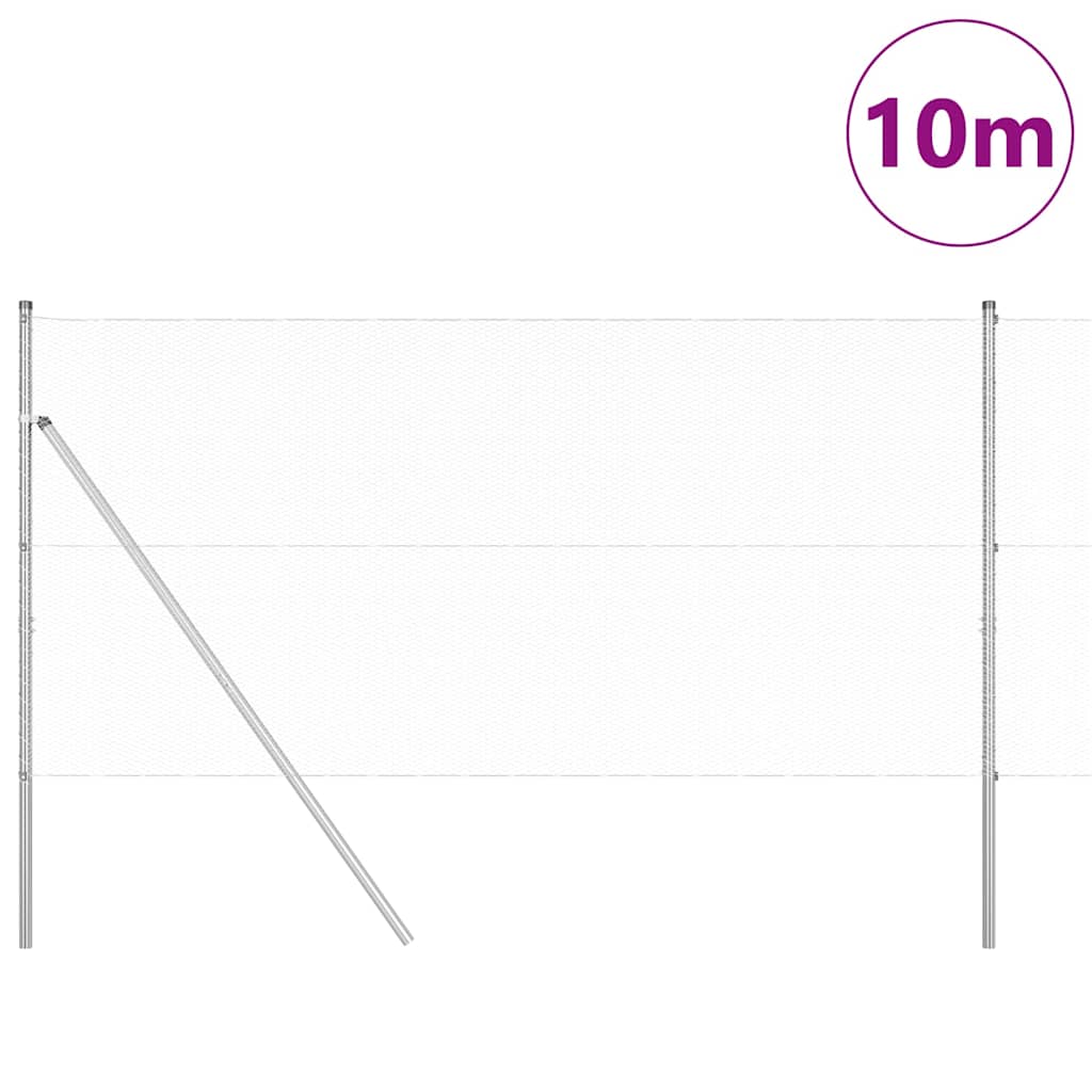 vidaXL Zaunpfosten Silber 10 x 1 m (13 mm Maschen) Stahl