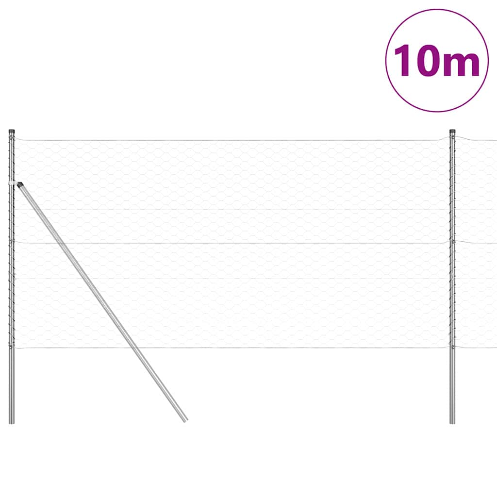 vidaXL Zaunpfosten Silber 10 x 1 m (50 mm Netz) Stahl