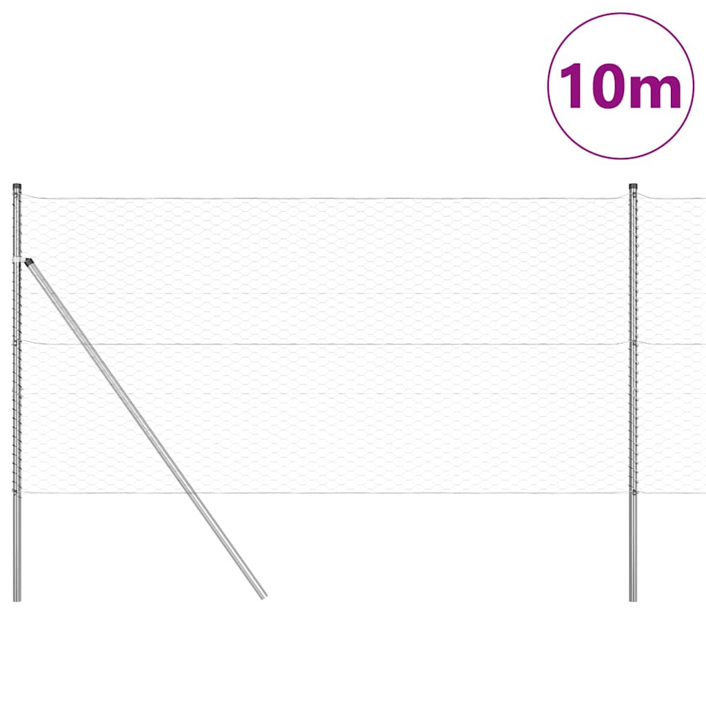 Zaunpfosten Silber 10 x 1,2 m (36 mm Netz) Stahl