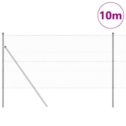 Zaunpfosten Silber 10 x 1,2 m (36 mm Netz) Stahl